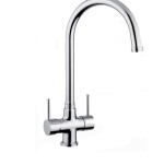 Three-way kitchen tap - Chrome double-switch tap with side handle for filtered water