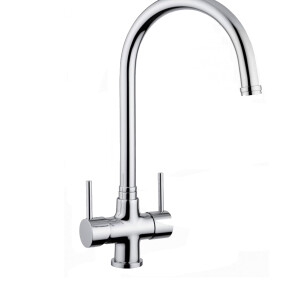 Three-way kitchen tap - Chrome double-switch tap with side handle for filtered water
