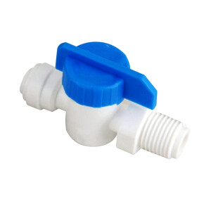 Water Tap, Isolator valve filter housing connector, 1/4" screw x 1/4" push