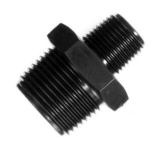 A male to male thread adaptor, measuring 1" x 3/4" BSP threaded reducing nibble